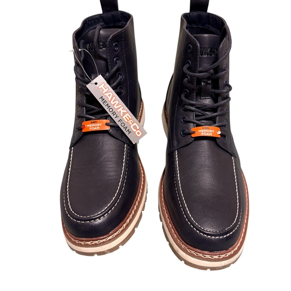 Hawke & Co Women’s 9.5 Black Leather Lace-Up Boots | Grunge Biker Core | NWT - Picture 2 of 10